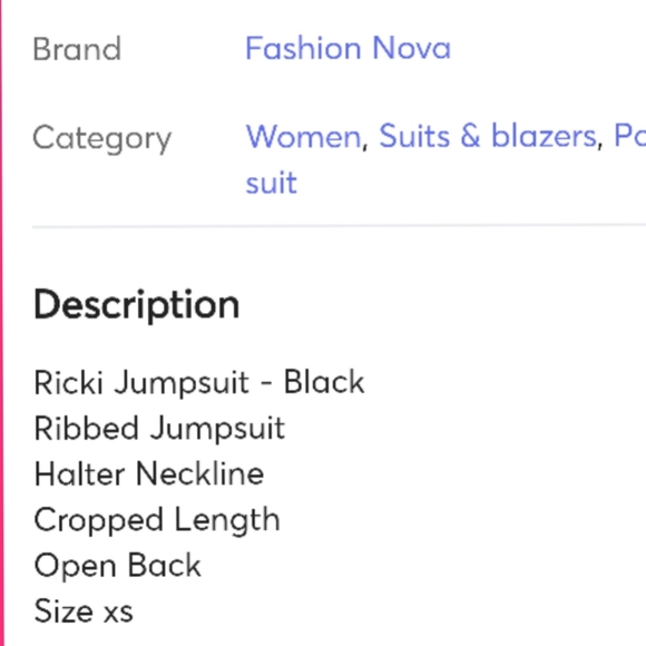 FASHION NOVA BLK RIBBED JUMPSUIT - Picture 5 of 14